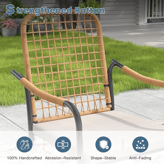 DIFY 9 Pieces Outdoor Dining Set for 8, 60" Round Dining Table with Umbrella Hole & Wicker Swivel Patio Chairs with Cushions, Metal Patio Table and Chairs Set for Backyard Porch Garden, Walnut