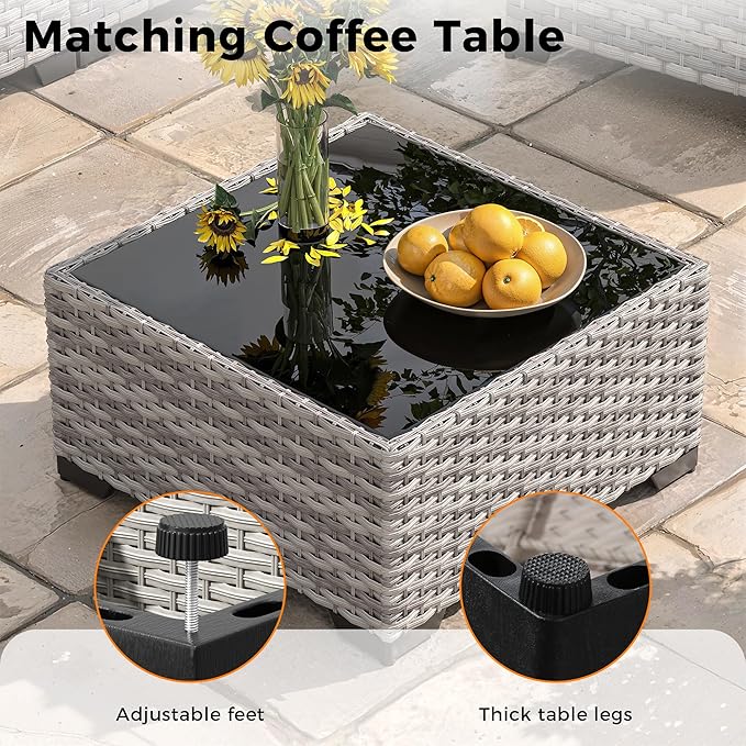 12-Seat Modular Patio Furniture Set – Outdoor Wicker Sectional Sofa with Thick 4″ Cushions, Dual-Strand PE Rattan, Rust-Resistant 18 mm Steel Frame, Backyard Garden Deck Lounge,Navy