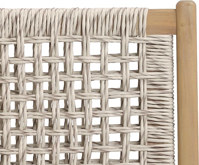 Christopher Knight Home Levi Acacia Wood Dining Table Set for 6, Solid Wood Outdoor Dining Set for 6, 7 Piece Patio Dining Table and Chair Set with Wicker Seat & Back, Light Gray + Light Teak