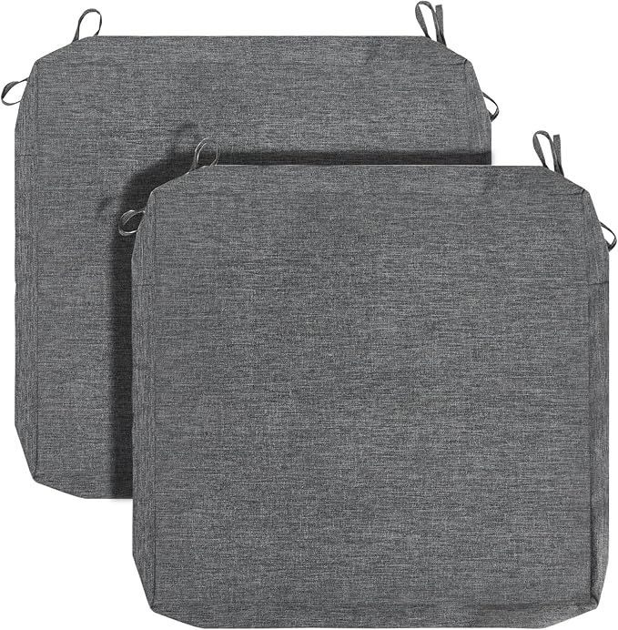 FUNHOME 2 Pack Outdoor Cushion Covers 24" x 22" x 4", No Insert! Water-Resistant Patio Chair Seat Cushion Covers with Zipper and Tie, Replacement Cover Only(Grey)