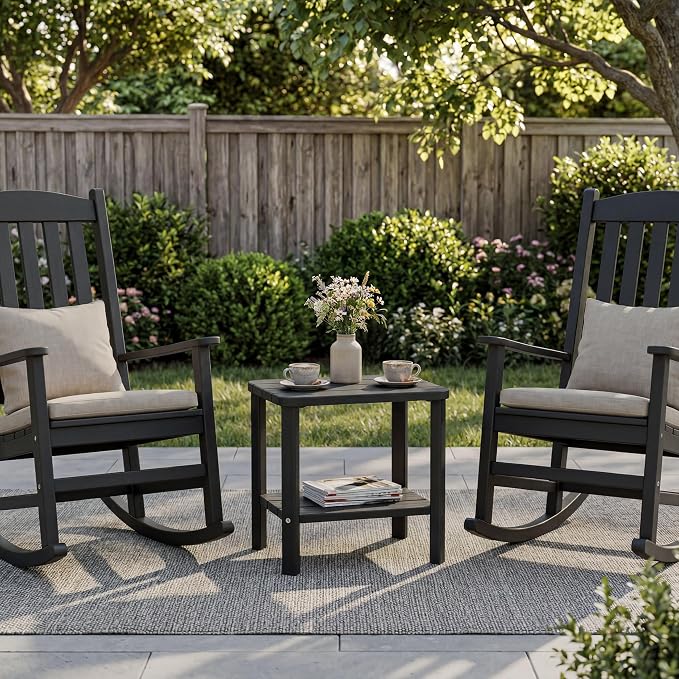 Outdoor Side Table, 2-Tier Small Outdoor Table, Waterproof & Weather Resistant Patio End Tables, Patio Furniture for Garden, Porch, Pool, Lawn, Backyard or Indoor
