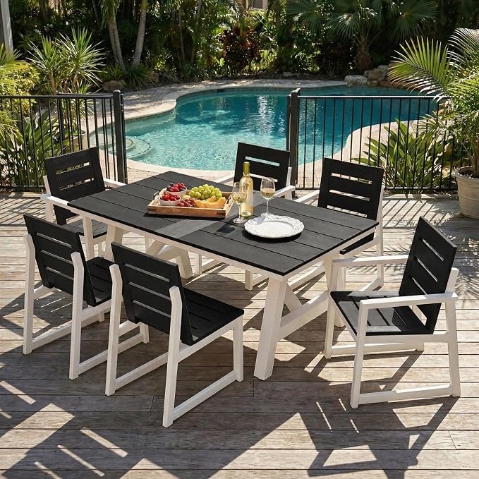 Costaelm Stinson Outdoor Patio HDPE Dining Side Chair, Black