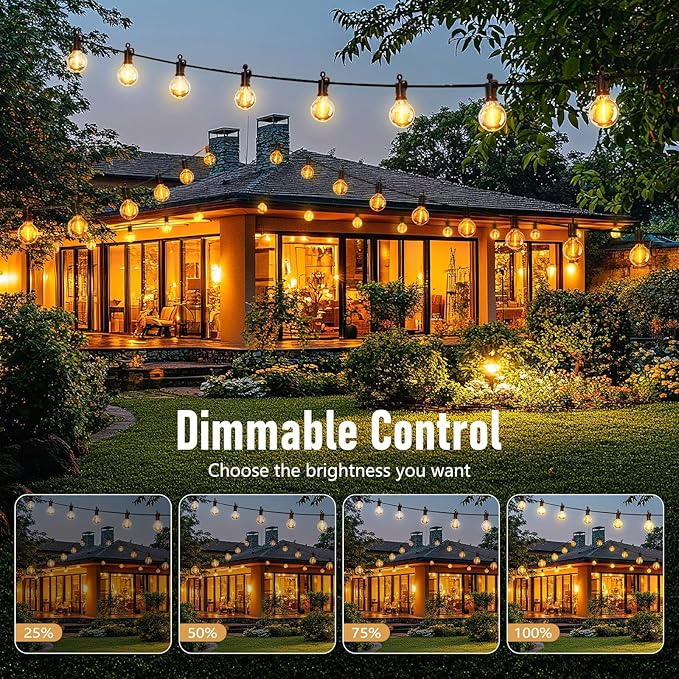 Brightown Outdoor String Lights, 35FT with 30 Bulbs, Waterproof Connectable | Patio Lights with Shatterproof G40 Replaceable Bulbs, Plug-In Outside Hanging Light for Backyard Bistro Porch Party Decor
