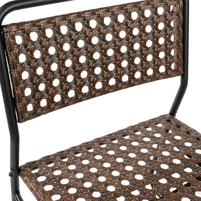 JONATHAN Y LVG1100B-3SET Freja 3-Piece Mid-Century Modern Faux Rattan Conversation Outdoor Patio Set Scandinavian, Classic, Transitional, Bohemian, Traditional, Black/Brown