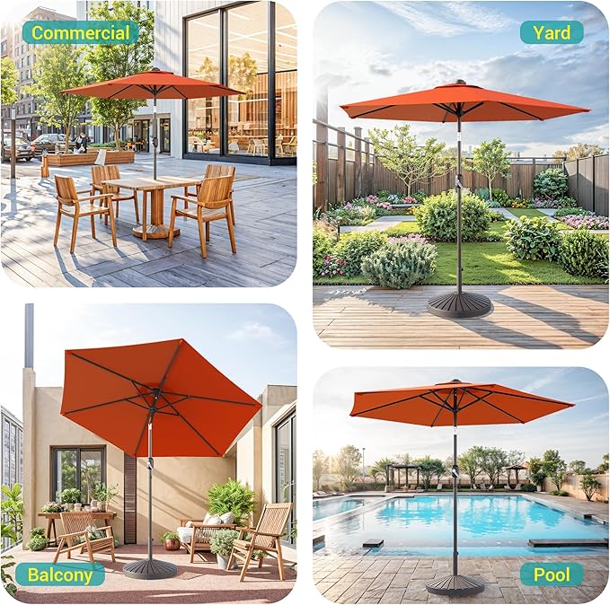 7.5ft Outdoor Umbrella Patio Umbrella with Solar Lights,18 LED Lighted Table Market Outdoor Umbrella, 2-Year-Non-Fading, for Pool, Deck, Garden,Backyard