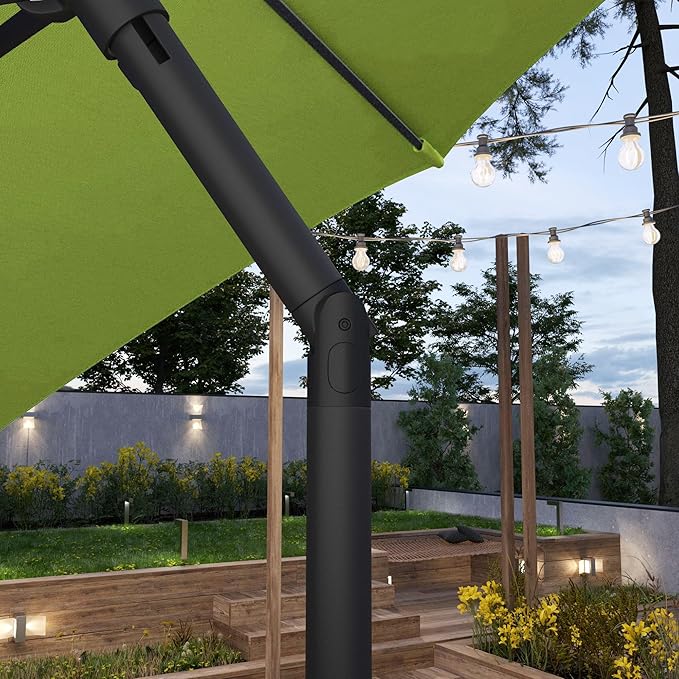Sunline 7.5 ft Patio Umbrella with Crank & Push Button Tilt, Outdoor Market Umbrella with UV Protection & Wind Vent, Metal Frame for Deck, Pool & Table, Lime