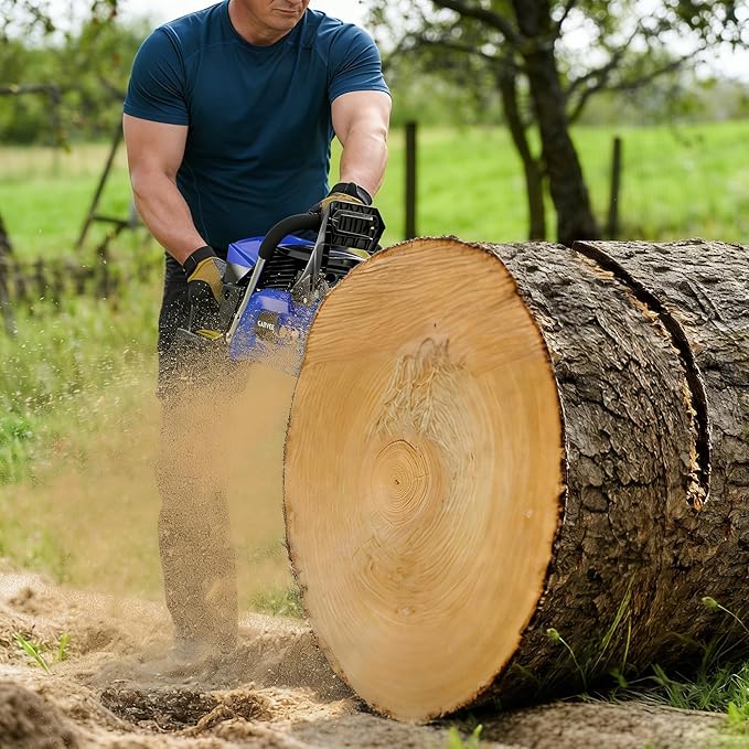 IDEALHOUSE Gas Chainsaws, 20 Inch Gas Powered Chainsaw, 58CC 2-Stroke Top Handle Chainsaw, Ergonomic Non-Slip Handle and Dual Fuel Tanks, Quick Start, for Tree Pruning Wood Cutting Yard Maintenance