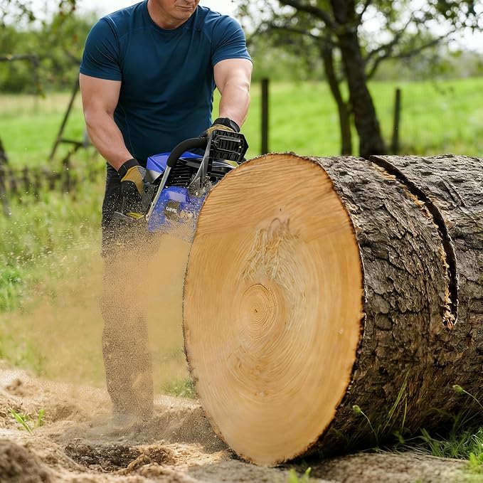 Garvee 58CC Gas Chainsaw, 20 Inch Gas Powered Chain Saw with 2-Stroke Engine, 3-Second Quick Start, Quick Start and Anti-Vibration System for Heavy-Duty Logging, Firewood and Woodworking