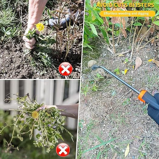 Weed Puller Tool, Durable Garden Weeder, Dual-Purpose Manual Weed Remover with Manganese Steel Teeth, Portable Uprooting Tool for Vegetable Gardens & Backyard