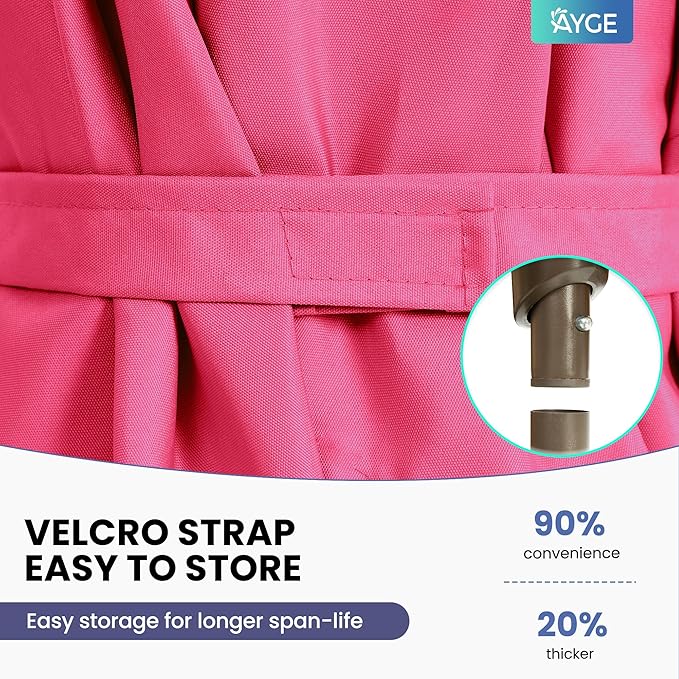 Ayge 6.5x10FT Rectangular Patio Umbrella Outdoor Table Umbrella w/Push Button Tilt & Crank Rectangle Market Umbrella UV Protection for Garden,Deck,Lawn,Yard & Pool,Rose Pink