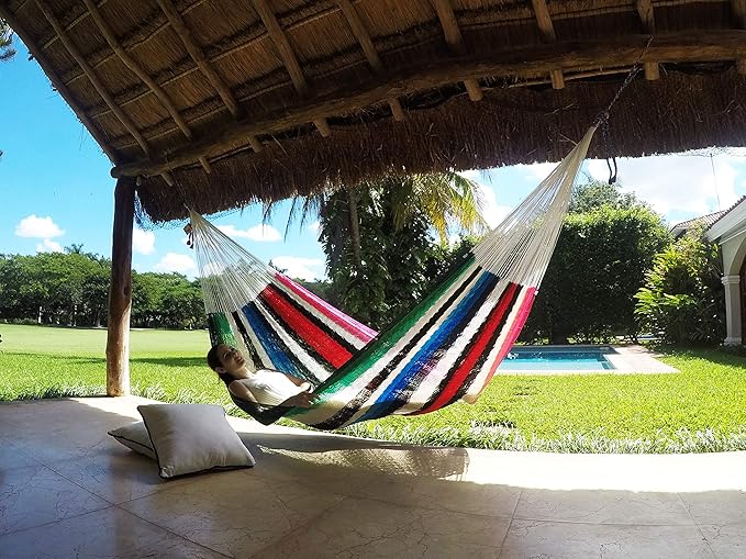 Traditional Mayan Hammock -Sarape Hammock (Large) - Thick Nylon Thread