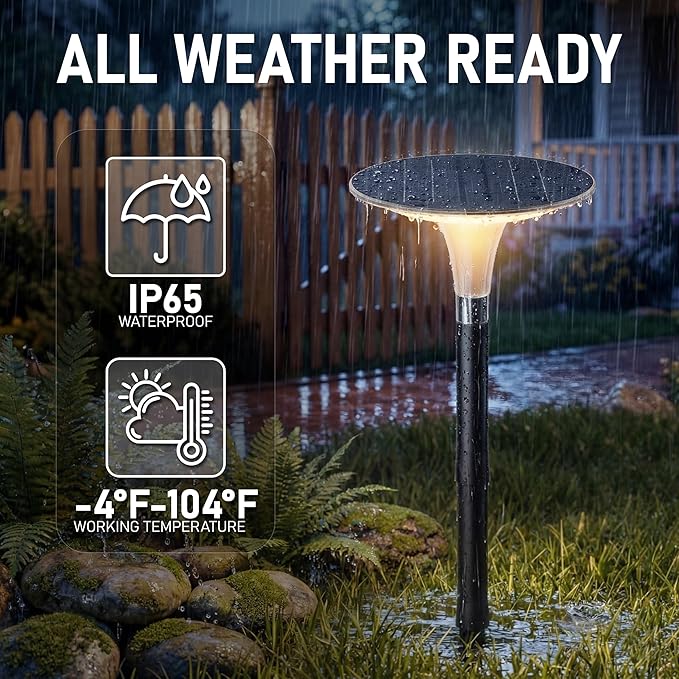 JOFIOS Solar Pathway Lights 4 Pack, 3 Color Modes, 200LM 58 LEDs Bright Landscape Lighting, 2000mAh Battery 10H+ Runtime, IP65 Waterproof Modern Walkway Lights for Garden Yard Driveway