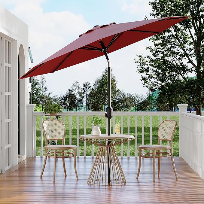 10Ft Patio Umbrella - 8 Sturdy Ribs Outdoor Table Umbrella with Crank Lift & Push Button Tilt - Market Umbrella for Pool, Deck, Yard, Garden - Turquoise