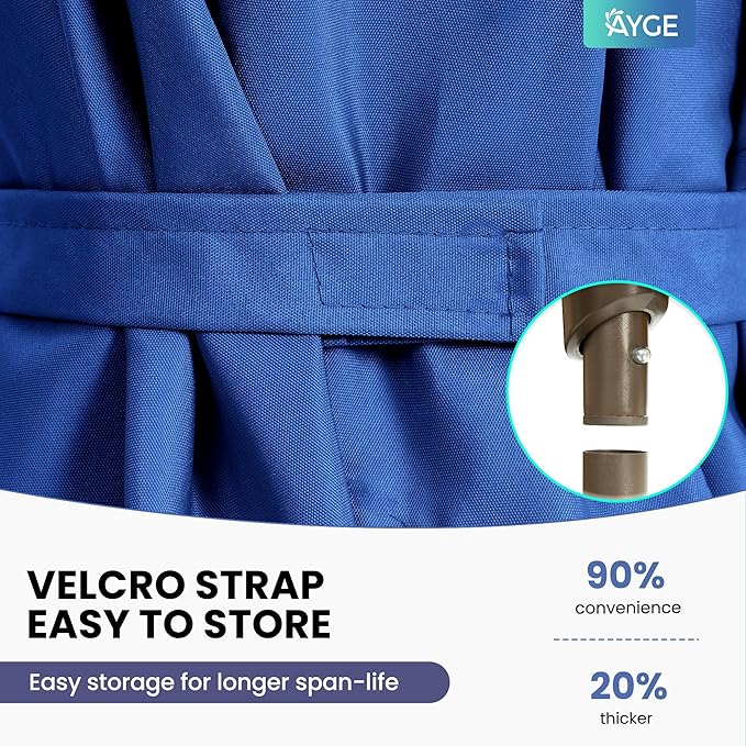Ayge 6.5x10FT Rectangular Patio Umbrella Outdoor Table Umbrella w/Push Button Tilt & Crank Rectangle Market Umbrella UV Protection for Garden,Deck,Lawn,Yard & Pool,Blue