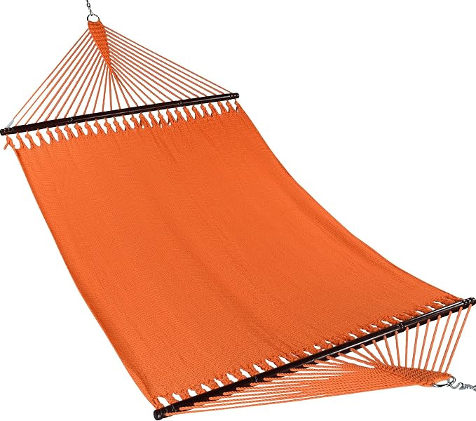 Jumbo Caribbean Hammock and Metal Tribeam Stand (Orange)