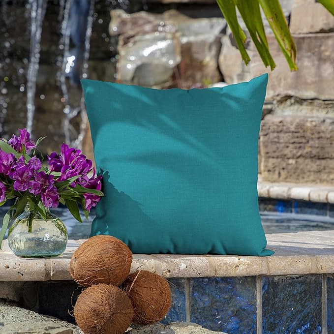 Arden Outdoor Toss Pillow, 16 x 16, Rain-Proof, Fade Resistant Lake Blue Leala