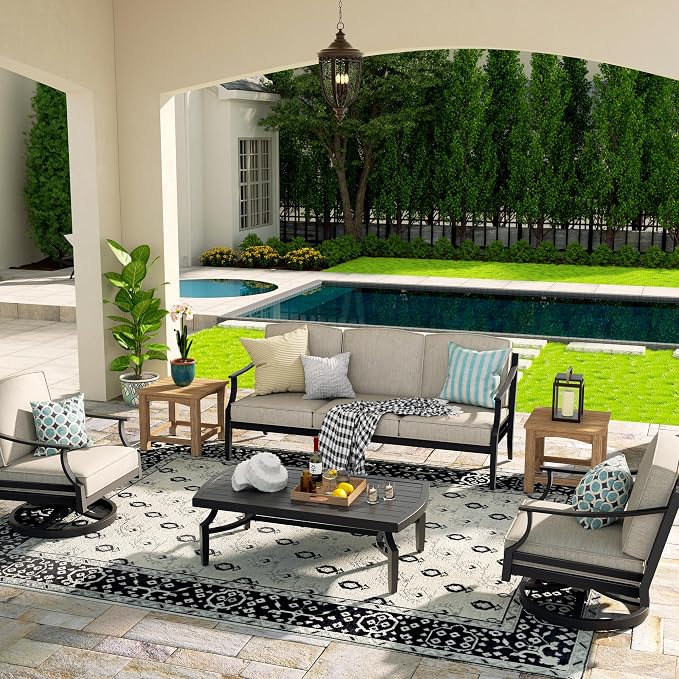 PEAK HOME FURNISHINGS Tamarin Outdoor Swivel Club Lounge Chair in Bronze Aluminum