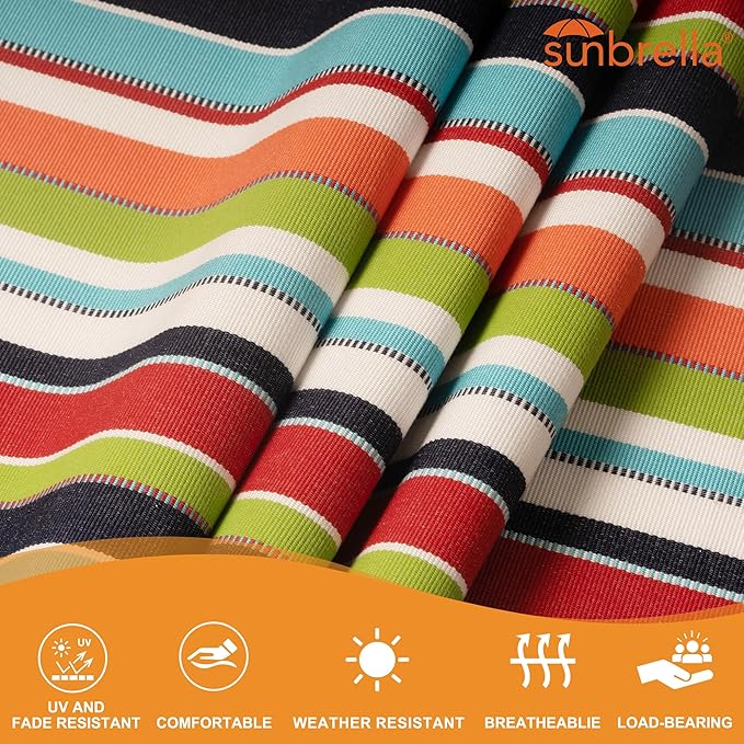 Lazy Daze Hammocks 12 FT Sunbrella Fabric Hammock not Fading with Spreader Bars and Free Pillow Fits for 2 Persons, All Weather and Fade Resistant for Patio Yard, 450 lbs Capacity, Carousel Confetti