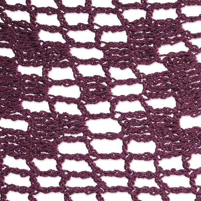 NOVICA Artisan Handmade Cotton Rope Hammock Burgundy Tasseled Triple from Mexico Solid Maya [Bed Size 83in L x 94in W Total Length 150in L Fringe 23.5in L] ' Veranda in Bordeaux' Triple