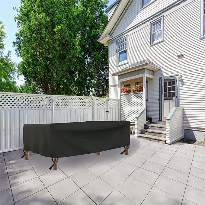 Patio Furniture Cover,Waterproof for Outdoor Dining Table and Chair Cover, Furniture Sofa Set Covers, patio table cover, 86"W x 44"D x 27.5"H Black
