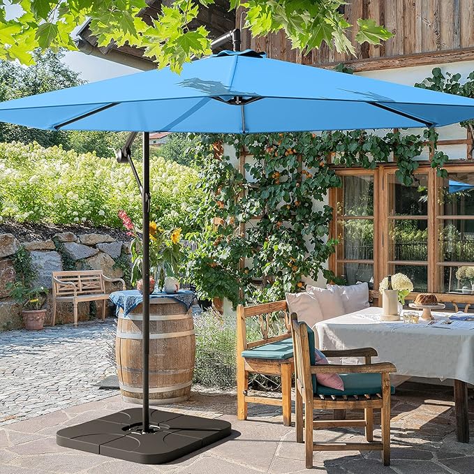Greesum Patio Umbrella, Outdoor Table Umbrella with Push Button Tilt, Crank and 8 Sturdy Ribs