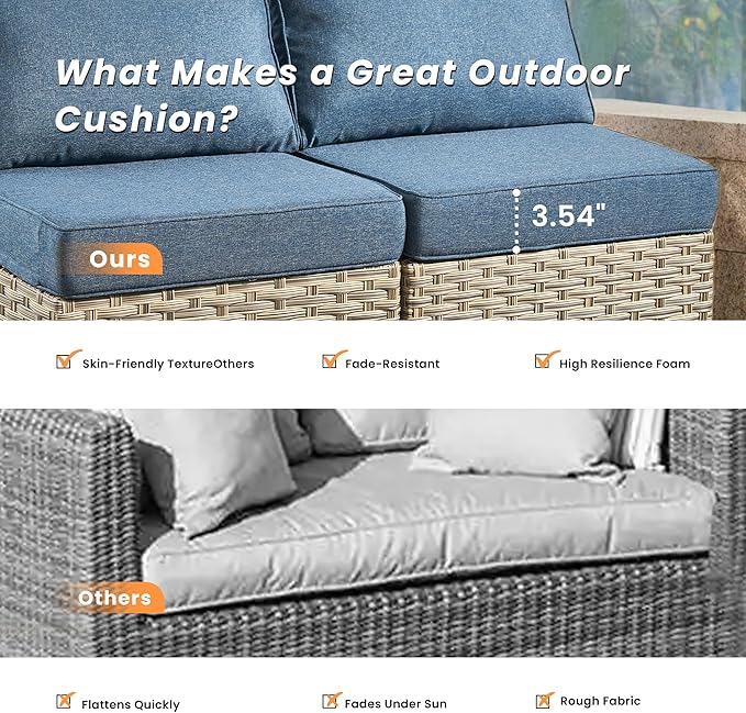 Outdoor Patio Furniture Sets,11 PCS Patio Conversation Set Outside Rattan Sectional Sofa with 54 in Fire Pit Table Wicker Rocking Chair Coffee Table Fit Backyard Porch Garden Poolside Balcony
