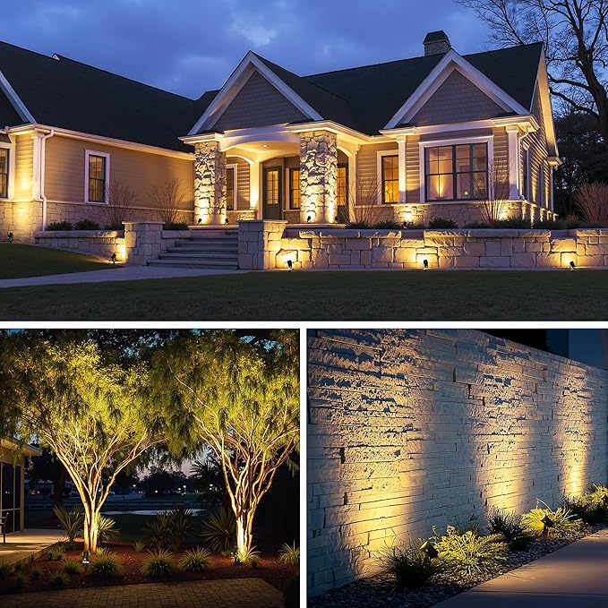All-in-One Outdoor Low Voltage Landscape Lighting Kit, 8 Pack 3000K Landscape Spot Lights with 60W Transformer 65FT Wire, Waterproof Low Voltage Landscape Lights for Yard, Garden, Tree, Pathway, House