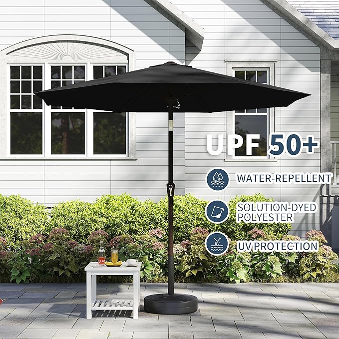 PatioKingdom 11FT Patio Umbrella,Outdoor Umbrella with Push Button Tilt and Crank,Market Table Umbrella with 8 Sturdy Fiberglass Ribs UV Protection