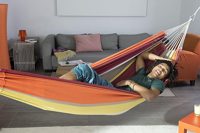 BYER OF MAINE Barbados Hammock, Authentic Brazilian, Acerola, Recycled Cotton/Polyester Blend, 134" L x 58" W, Holds up to 330lbs