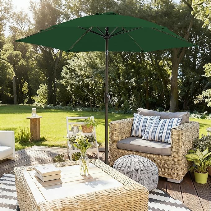 7.5FT Large Outdoor Patio Umbrella with Crank & Tilt - Durable Market Umbrella for Outdoor Patio with 6 Fiberglass Ribs for Poolside,Deck,Yard,Garden