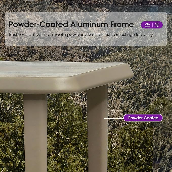 PURPLE LEAF Bar Height Table Patio SquareTable Dining Coffee Kitchen Breakfast Bistro Outdoor Pub Bar Table for Garden Balcony, Champagne