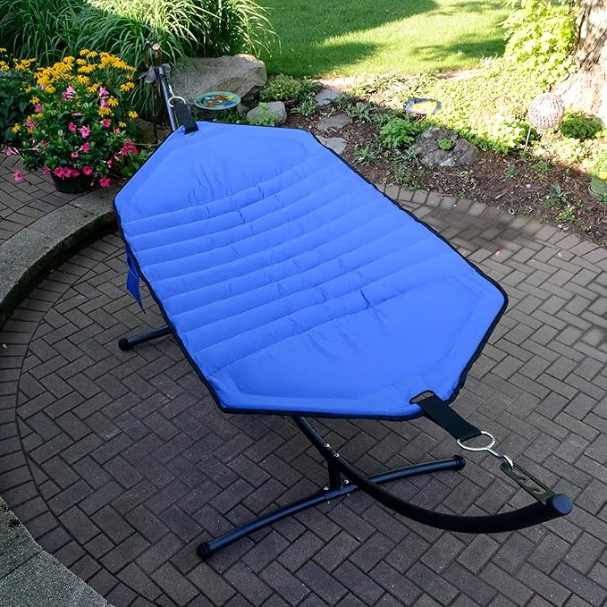 Algoma Net Padded Olefin Fabric Hammock and Steel Arc Stand Combination
