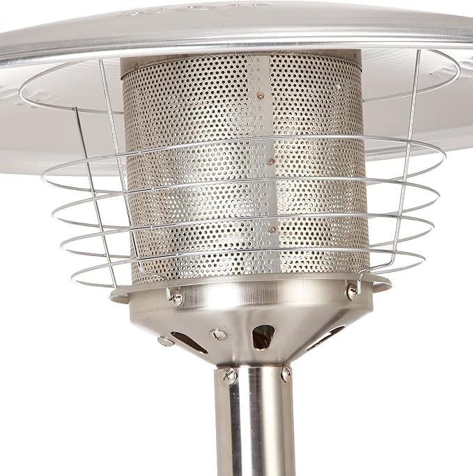 Fire Sense 60262 Portable Patio Heater Outdoor Tabletop Lightweight Propane 10,000 BTU Auto-Shutoff Valve CSA Approved - Stainless Steel