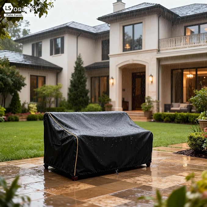 Patio 3-Seater Sofa Cover,Outdoor Couch Cover Fits up to 85W x 38D x 35H Inches,100% Waterproof Heavy Duty Patio Furniture Covers,Black
