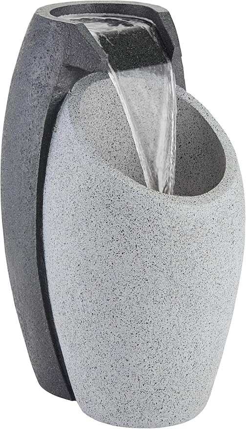 Waterfall 25" High Large Modern Indoor Outdoor Decor Faux Stone Floor Fountain with Light LED Pot Standing Water Feature for Outside Garden Patio Yard Backyard Porch Deck Relaxation - John Timberland