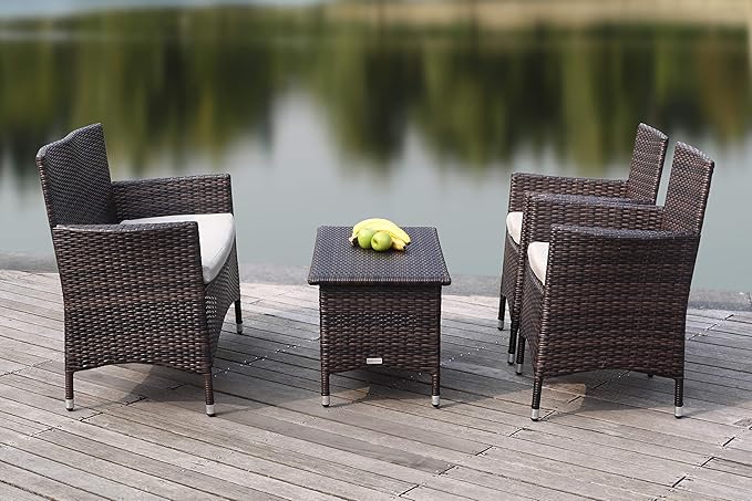 Safavieh Outdoor Collection Figueroa Brown and Sand 4-Piece Patio Set