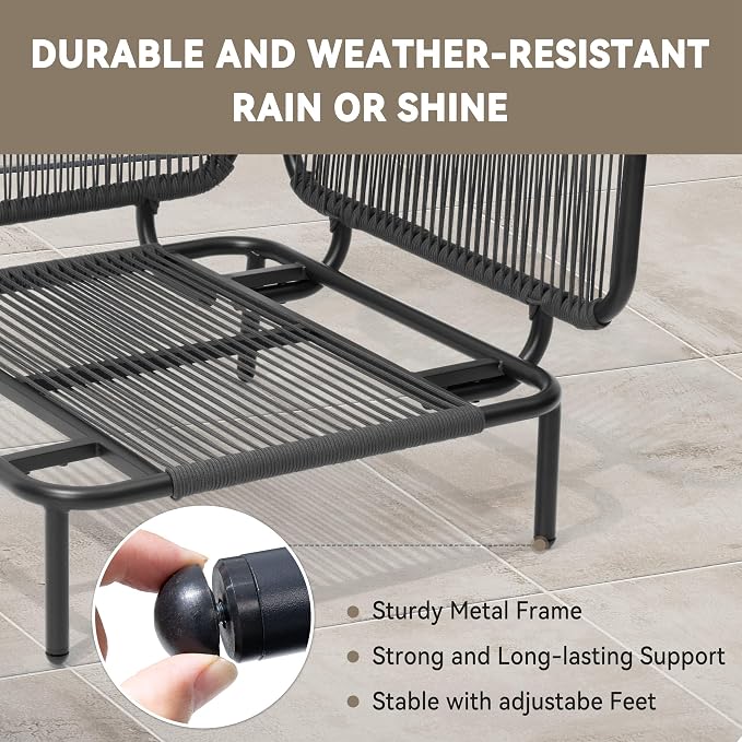 Crestlive Products Oversized Outdoor Couch, 2-Seater Modular Sectional Sofa with Cushions, Modern Patio Conversation Set for Backyard, Deck, Porch or Poolside