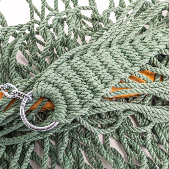 Original Pawleys Island Deluxe Meadow DuraCord Rope Hammock – 13 ft. x 65 in, 2-Person, 450 lb Capacity, Oak Spreader Bar, Zinc-Plated Hardware, Handcrafted in the USA
