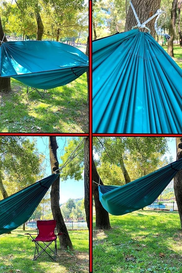 Camping Hammock Swing for Picnic Garden Balcony - Portable Foldable Outdoor Hammock with Carrying Bag, 110kg Capacity, Turquoise - Turquoise