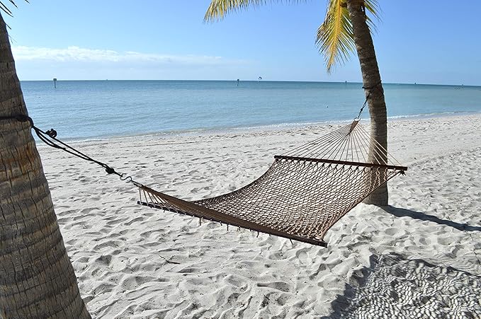 Caribbean Rope Hammock - 55 Inch - Soft-Spun Polyester (Mocha)