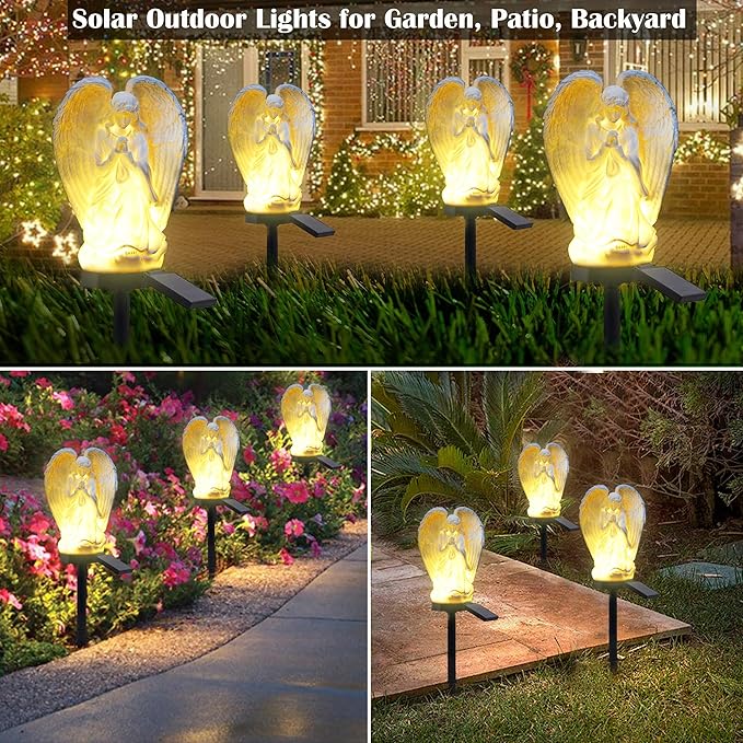 SunKite Angel Garden Solar LED Light Outdoor Waterproof Decorative Stake Lights for Yard Patio Pathway Lawn Ornaments Garden Decor Christian Christmas Decorations Gifts
