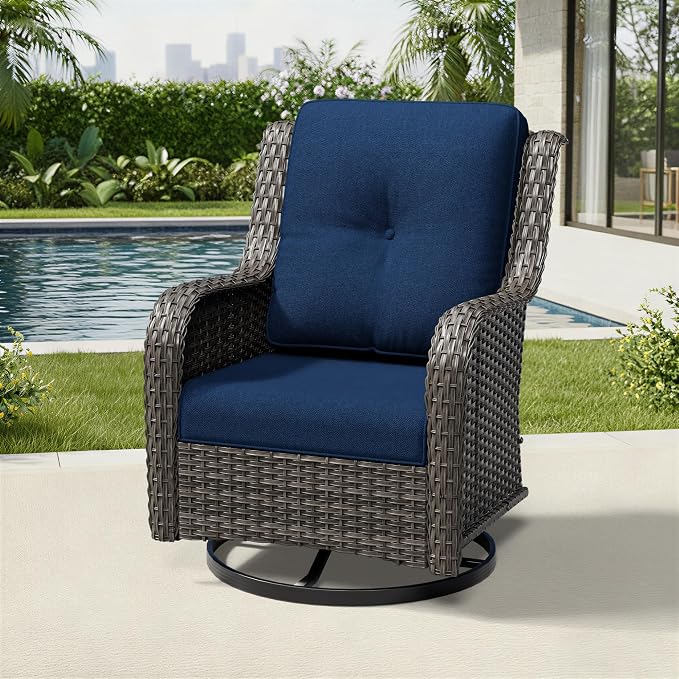 Joyside Outdoor Swivel Rocker Patio Chairs, Wicker Patio Furniture with High Back, Deep Seating, Wide Armrest, Thickened Cushions, Outdoor Rattan Furniture for Deck, Porch Use