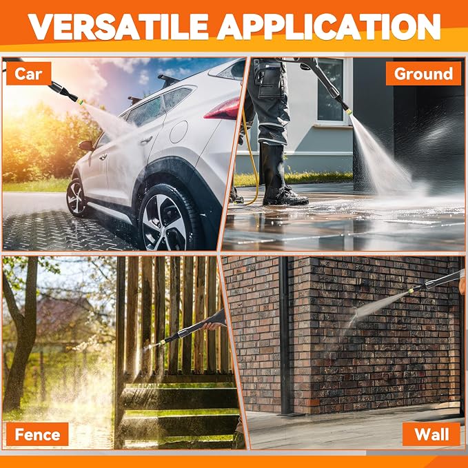 Pressure Washer Gun Kit with 5 Nozzles & Adapter – Locking Hose & Safety Trigger, Compatible with Portland Pulsar Powerwasher Taskforce Taskmaster ShopForce Electric Pressure Washers