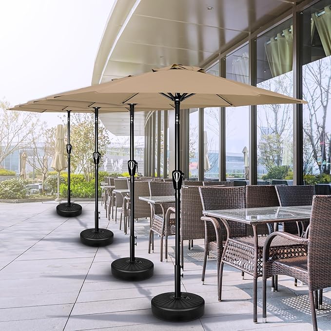 Simple Deluxe 2 Pack 7.5' Patio Umbrella Outdoor Table Market Yard Umbrella with 6 Sturdy Ribs for Backyard, Pool, Garden, Deck, Tan