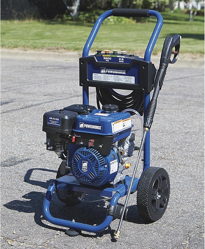 Powerhorse Gas Cold Water Pressure Washer, 3400 PSI, 2.7 GPM, Maintenance-Free Axial Pump, Steel Tube Frame