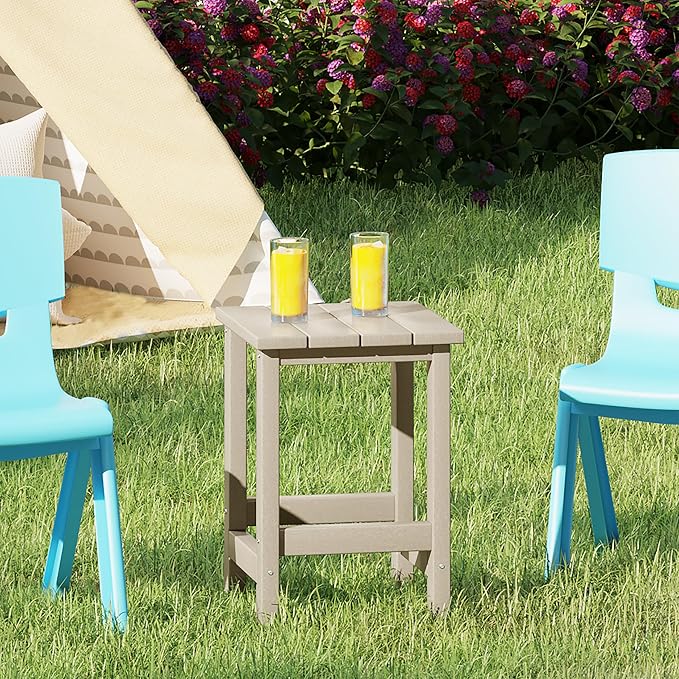 Costaelm Kids Outdoor End Table, Small Patio Table, Outdoor Side Table Porch Table Adirondack Patio Side Table for Outside, Pool, Porch, Garden, Sand