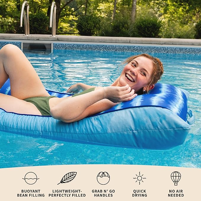 Big Joe Kona Hammock No Inflation Needed Pool Lounger with Headrest, Quick Draining Fabric, 4 feet Big
