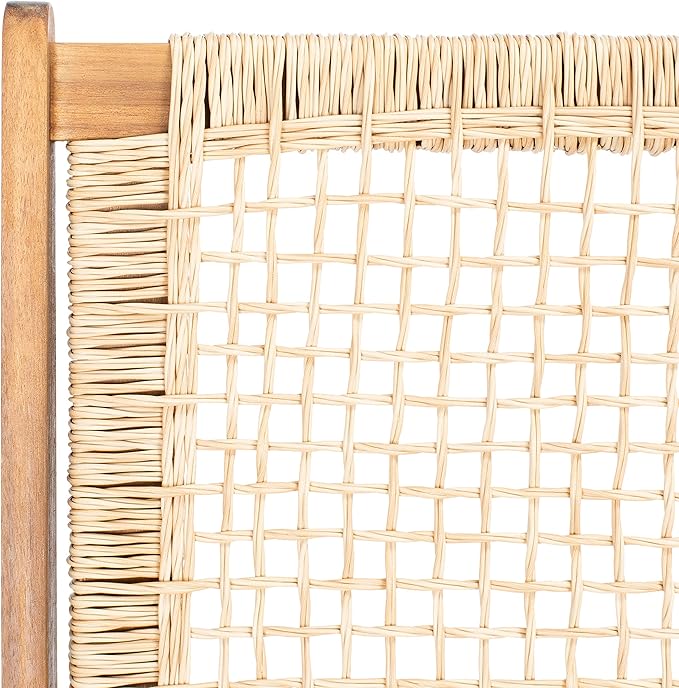 SAFAVIEH Outdoor Collection Chantelle Acacia Wood Woven Rattan 5-Piece Patio Set PAT7076A, Natural/Light Brown