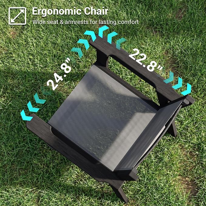 HDPE Outdoor Dining Chairs Set of 2 | Textilene Weather Resistant Patio Stackable Chairs for Garden, Backyard, Lawn and Poolside, Black
