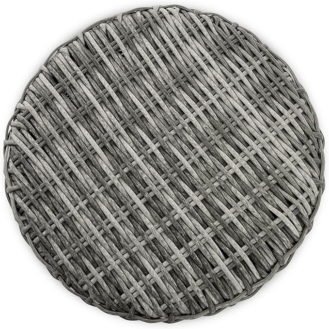 Elle Decor Vallauris Patio Outdoor Furniture Collection, Premium All Weather Wicker, Storage Side Table, Gray